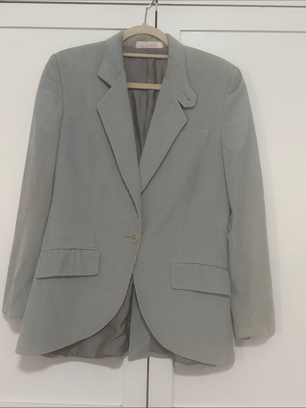 Chloe vintage Women's Light Pale Blue Corduroy Single-Button Blazer
